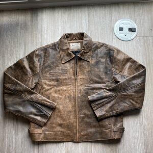 Rebalance Vintage Brown Boxy Leather Jacket